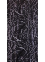 Tül Üzeri Desenli Payet Kumaş - Siyah - K8826