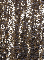 Likralı Siyah Tül Üzerine 7 MM Serpme Payetli Gold Kumaş - K88360