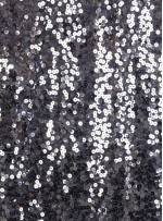 Likralı Siyah Tül Üzerine 7 MM Serpme Payetli Gümüş Kumaş - K88360