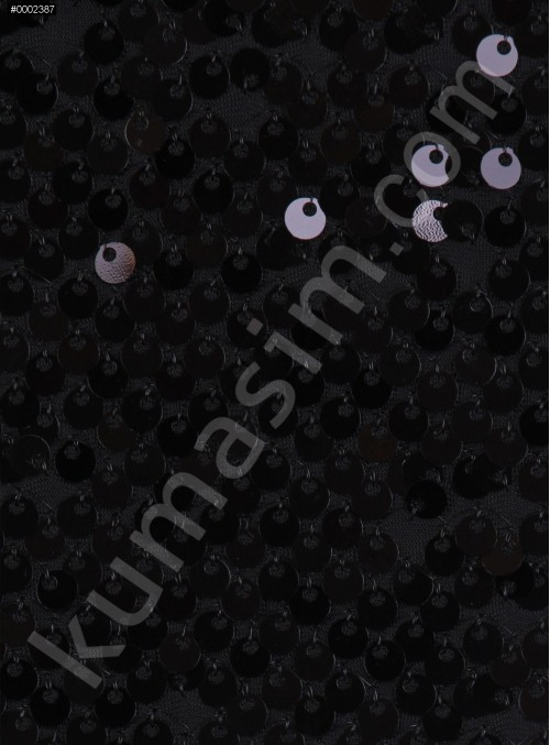 Jarse Üzeri 5 mm Gözyaşı Payetli Siyah Kumaş - K8840