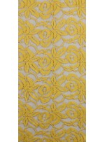 Tül Üzeri Çiçek Desenli Pamuklu c32 Sarı Kumaş - K8847