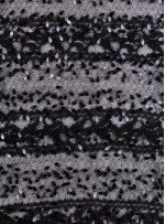 Likralı Dantel Üzeri Sim ve Armut Payet İşlemeli Siyah Kumaş - K88503
