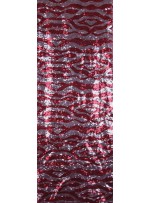 Zebra Desenli Payetli Kumaş - Gümüş Kırmızı - K8874