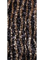 Dalga Desenli Siyah ve Gold Payetli Kumaş - K8881