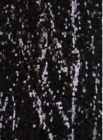 Yoğun Desenli Siyah Armut Payetli Kumaş - K8882