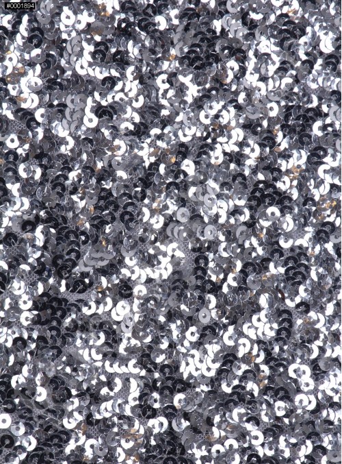 5mm Yoğun Payetli Gümüş Kumaş - K8936