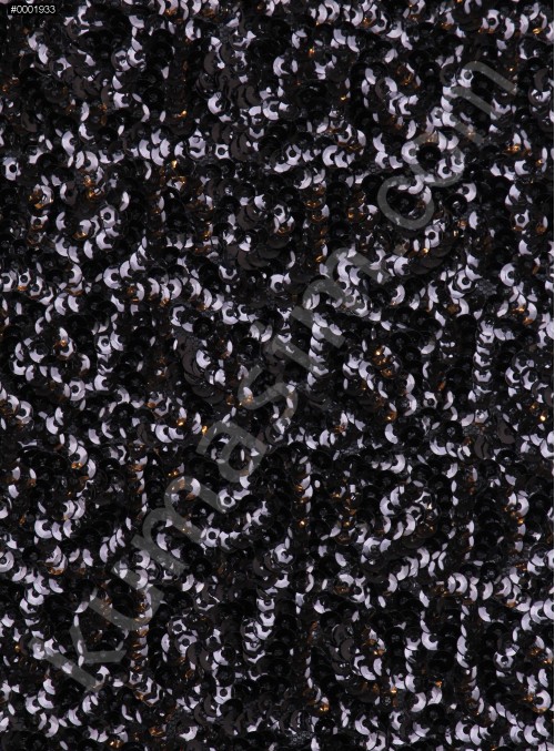 5mm Yoğun Payetli Siyah Kumaş - K8936