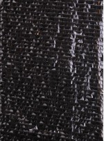 Tül Üzeri Parlak Siyah Çubuk Payetli Kumaş - K8947