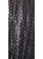 Çizgi Desenli Çift Renkli Siyah Gümüş Payetli Kumaş - K8950
