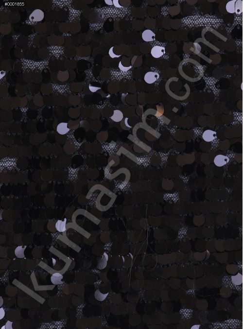 Armut Desenli Parlak Siyah Payetli Kumaş - K8956