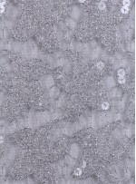 Kayan Yıldız Desenli Gümüş Payetli Kumaş - K8976