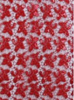 Kayan Yıldız Desenli Kırmızı Payetli Kumaş - K8976