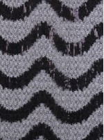 Dalga Desenli Çift Renkli Siyah Beyaz Payetli Kumaş - K8995