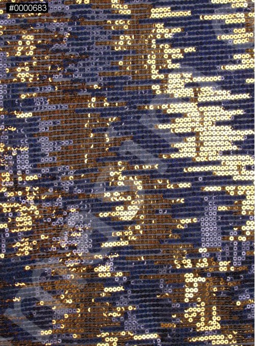 Zikzak Desenli Çift Renk Payetli Kumaş - Siyah Gold - K8996