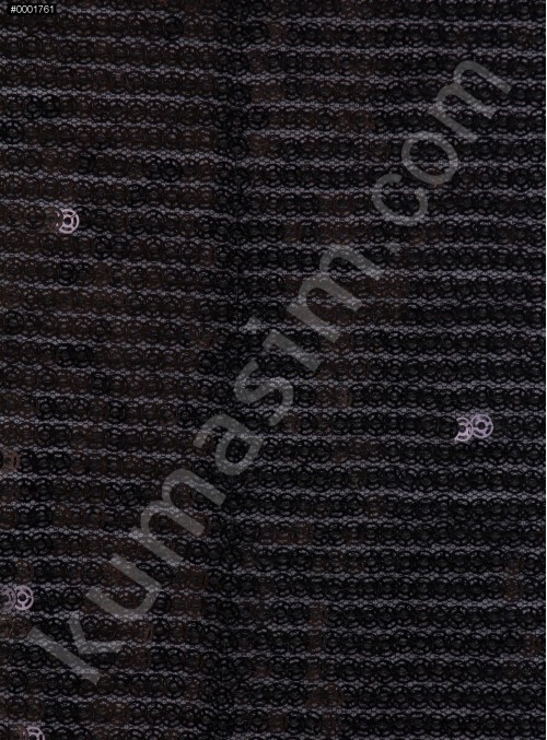 Tül Üzeri Siyah Payetli Kumaş - K9001