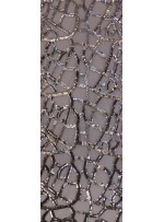 Tül Üzeri Damar Desenli Payet Kumaş - Gümüş - K9016