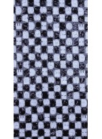 Tül Üzeri Harf Desenli Payet Kumaş - Siyah Beyaz - K9022