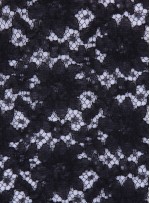Çiçek Desenli Dantel Kumaş - Siyah - K9029