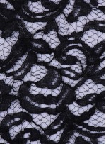 Şal Desenli Siyah Kordone Dantel Kumaş - K9030
