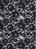 Çiçek Desenli Kordoneli Pamuk Dantel - Siyah - K9036