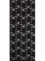Tül Üzeri Çiçek Desenli Dantel Kumaş - Siyah - K9089