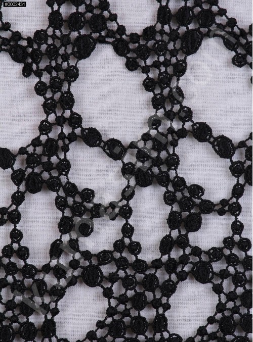 Zırh Desenli Siyah Güpür Kumaş - K9101