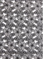 Çiçek Desenli Organze Kumaş - Siyah - K9105