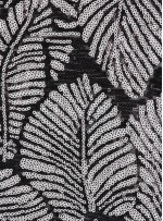 Yaprak Desenli Siyah Beyaz Payetli Abiyelik Kumaş - K9133