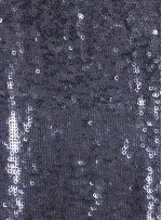 Kare Halka Payetli Siyah Tül - Gümüş Abiyelik Kumaş - K9144