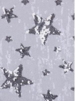 Yıldız Desenil Payet Kumaş - Gümüş Beyaz - K9185