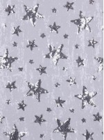 Yıldız Desenil Payet Kumaş - Gümüş Beyaz - K9185