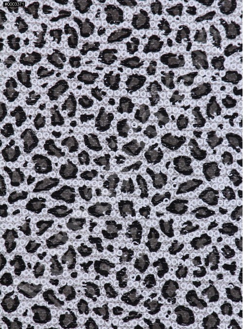 Siyah - Beyaz Leopar Desenli Digital Baskılı C3 Payetli Kumaş - K9196