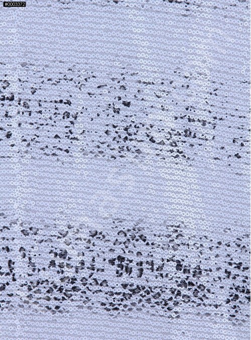Siyah - Beyaz Leopar Desenli Digital Baskılı C2 Payetli Kumaş - K9196