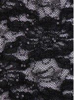 Çiçek Desenli ve Siyah Payetli Kordoneli Dantel Kumaş - K9201