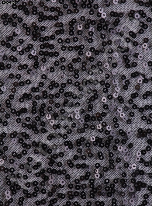 3 mm Seyrek Siyah Payetli Abiyelik Kumaş - K9202