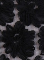 Çiçek Desenli 3 Boyutlu Siyah Lase Kumaş - K9215