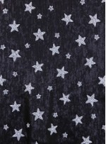 Tül Üzeri Yıldız Desenli Payet Kumaş - Siyah Beyaz - K9248