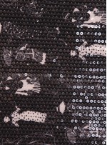Fransız Kadın Figürlü Jarse Üzeri Şeffaf Payet Kumaş - Siyah Beyaz - K9288