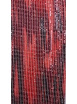 Kare Payetli Siyah ve Kırmızı Baskılı Abiyelik Kumaş - K9289