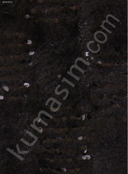 Şeffaf Payetli Siyah Kürk Kumaş - K9300