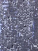 Siyah Tül Üzeri Yuvarlak ve Çubuk Payetli Kumaş - Lacivert c6 - K9338