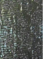 Siyah Tül Üzeri Yuvarlak ve Çubuk Payetli Kumaş - Yeşil c4 - K9338