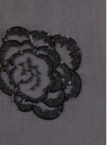 Çiçek Desenli 3 MM Payetli ve Simli İşlemeli Siyah Kumaş - K9356