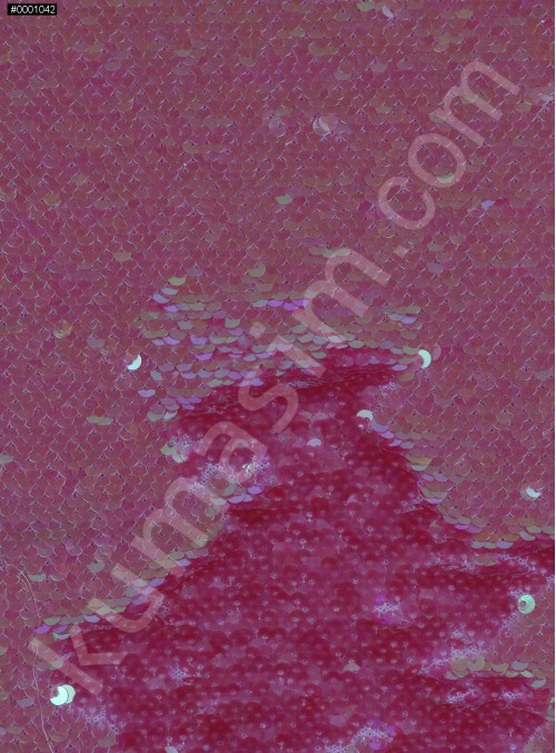 Balık Sırtı Çift Taraflı Payetli Mermaid Kumaş - Fuşya - K9381