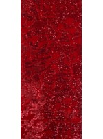 Kadife Üzeri Desenli Kırmızı Payetli Kumaş - K9391
