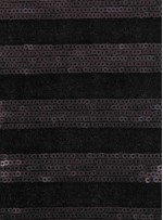 Kadife Üzeri Şerit Desenli Payetli Siyah Kumaş - K9393