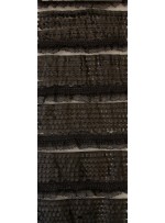 Şerit Desenli Siyah Dantel ve Deri Kumaş - K9394
