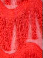 Dalga Desenli Saçaklı Açık Kırmızı Abiyelik Kumaş - K9411
