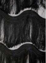 Dalga Desenli Saçaklı Siyah Abiyelik Kumaş - K9411