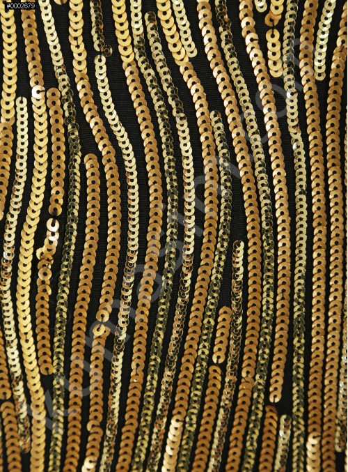 Karışık Desenli Abiyelik Gold Payetli Kumaş - K9412